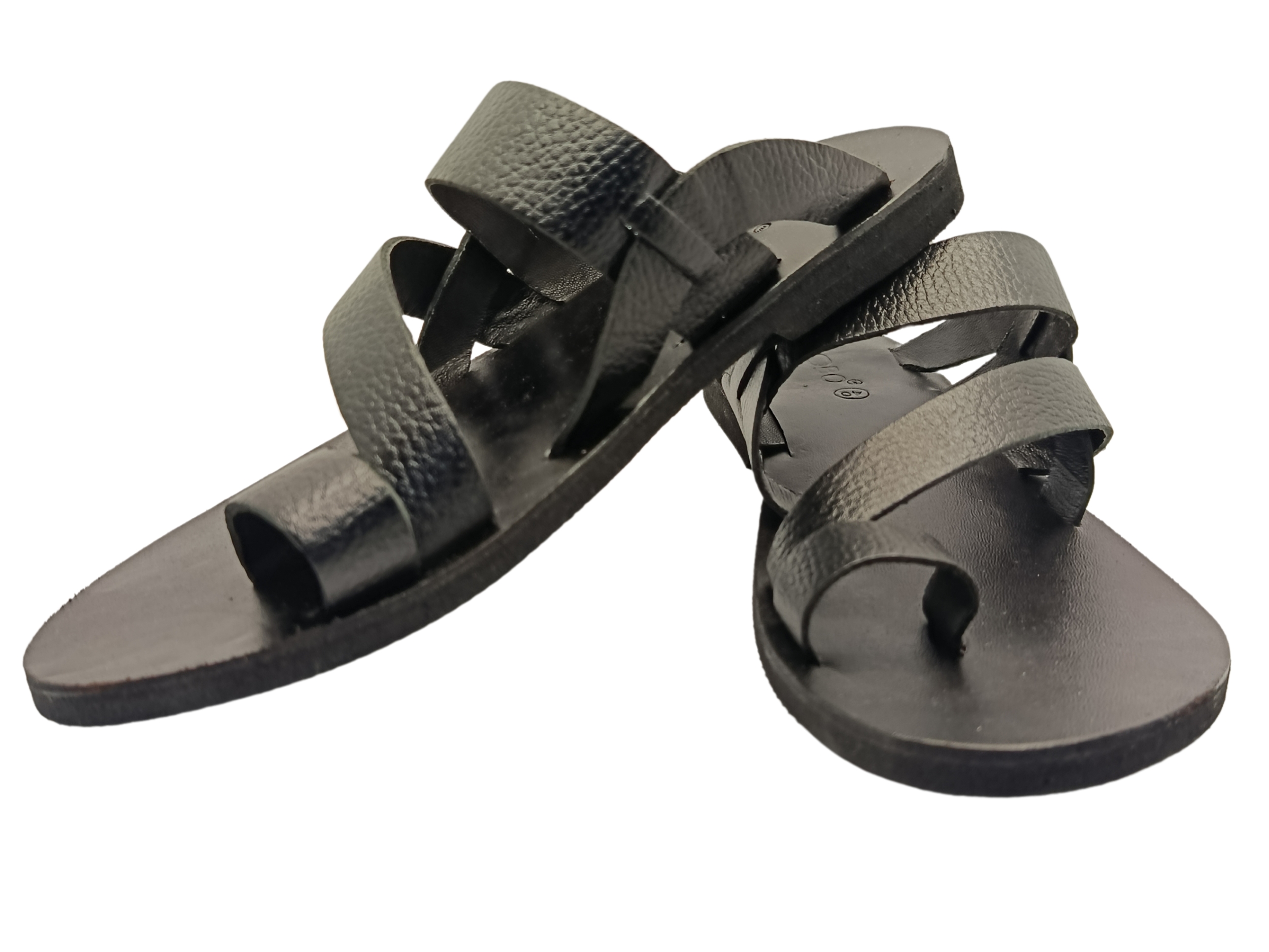 Leather Stylish Casual Sandals For Men's NB-003 Black
