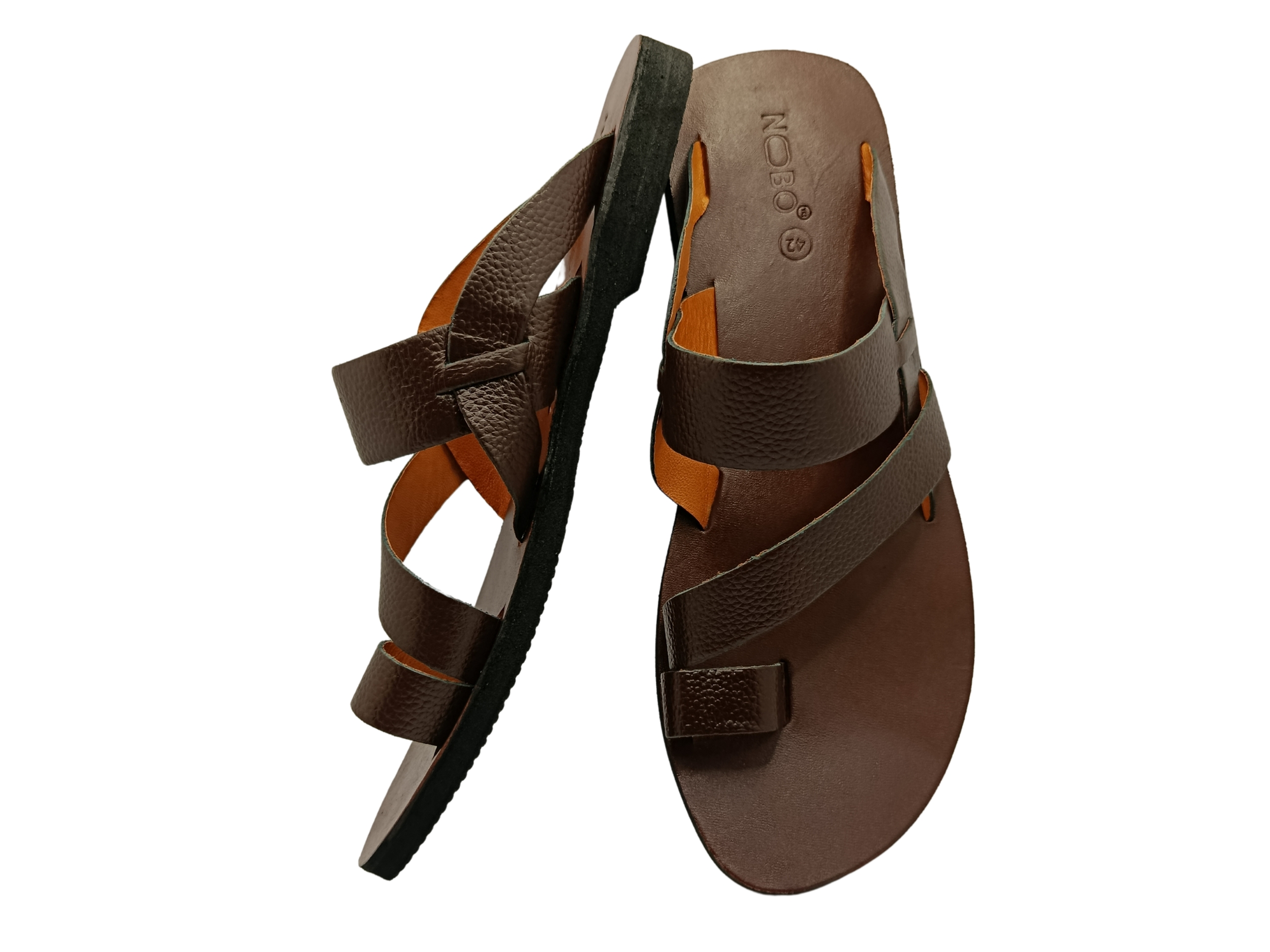 Leather Stylish Casual Sandals For Men's NB003 Drak Brown