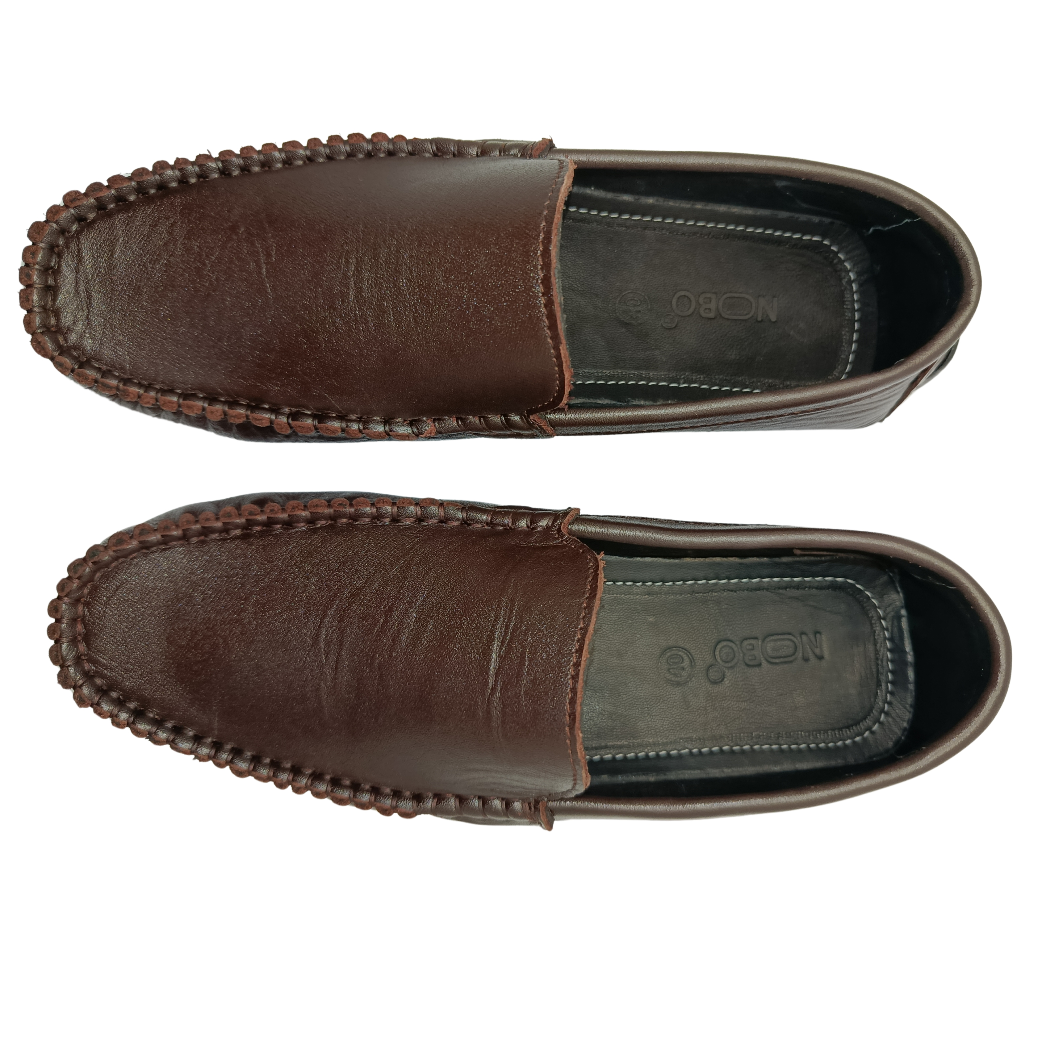 Elegance Medicated Leather Loafer Shoes For Men's NB-LF006 Dark Brown