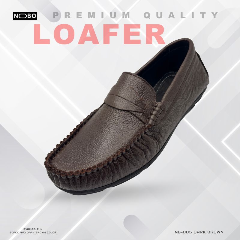 Leather Loafer Shoes For Men -Dark Brown-NB-005