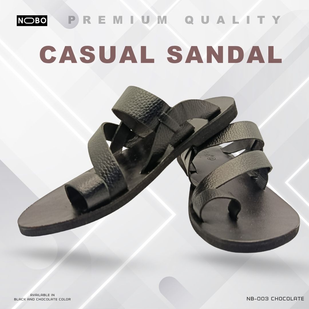 Leather Stylish Casual Sandals For Men's NB-003 Black