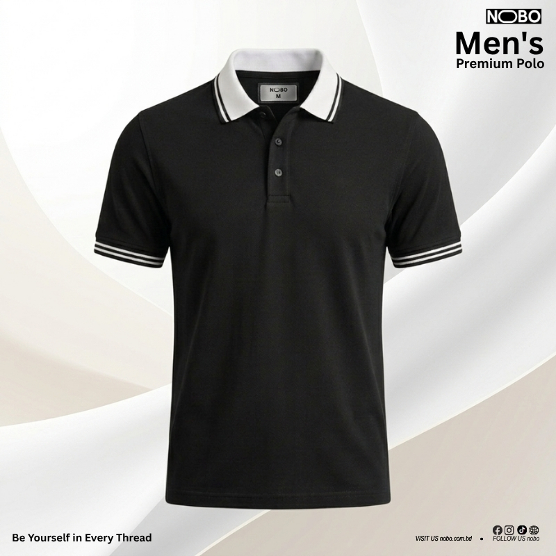 NOBO Jet Black Contrast Polo