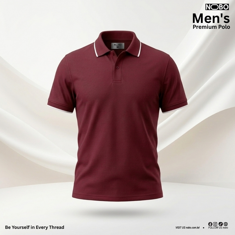 NOBO Maroon Contrast Polo
